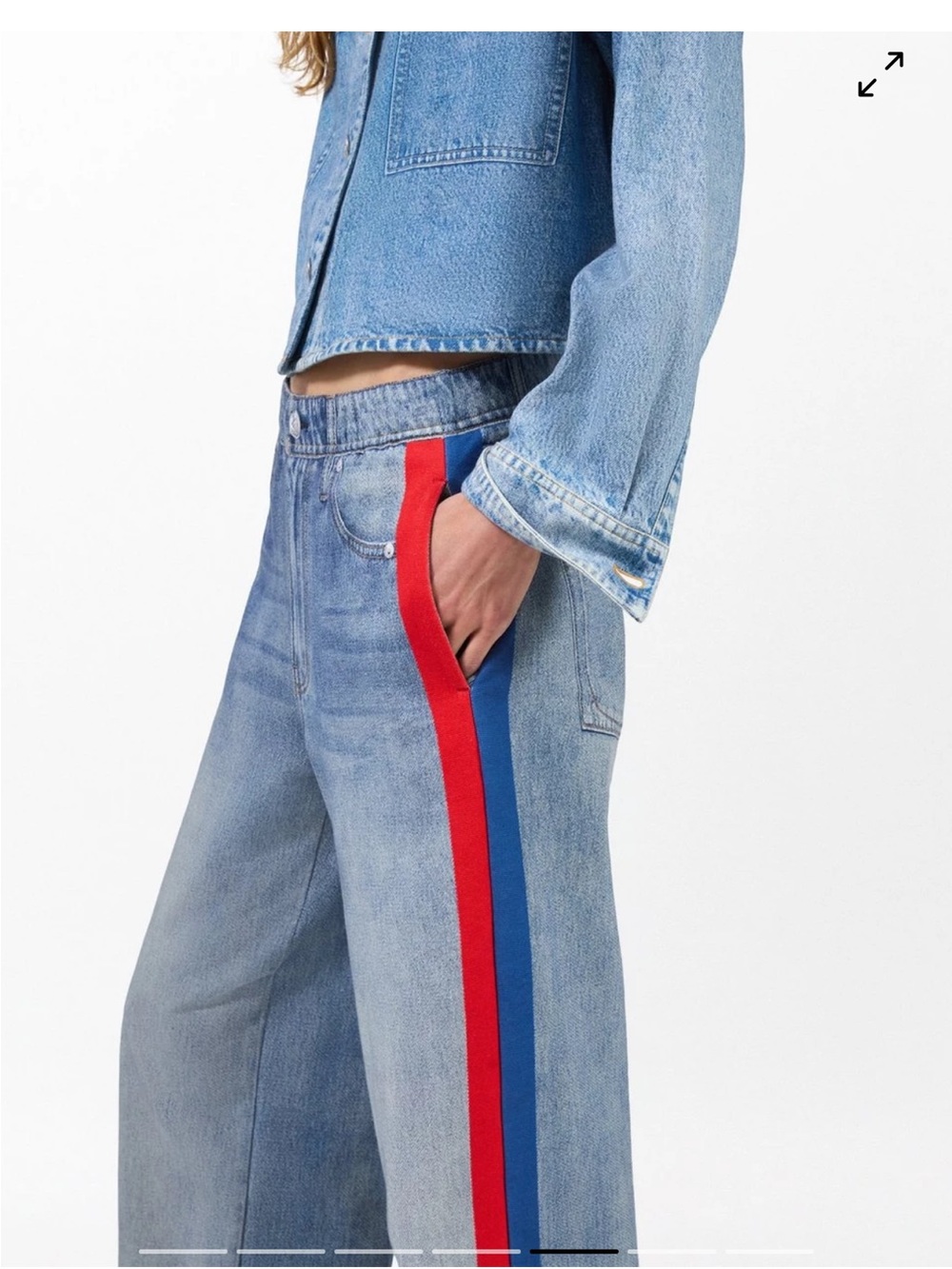 rag & bone Light Blue Wide-Leg Jeans with Red & Blue Side Stripe - Picture 2 of 7